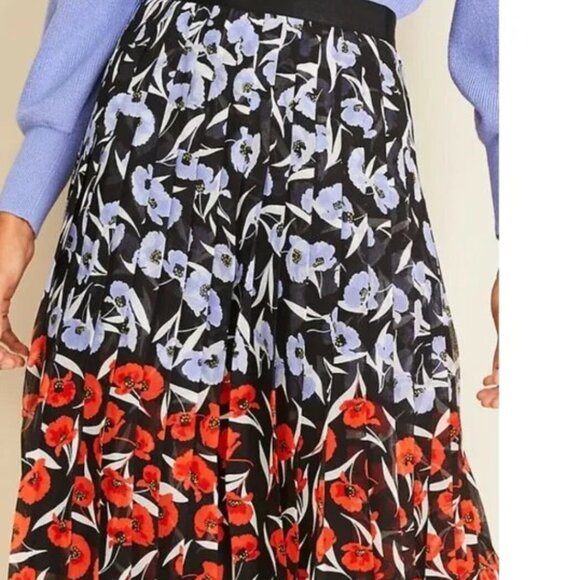 NWOT Ann Taylor Multicolored Poppy Pleated Skirt - Picture 9 of 9
